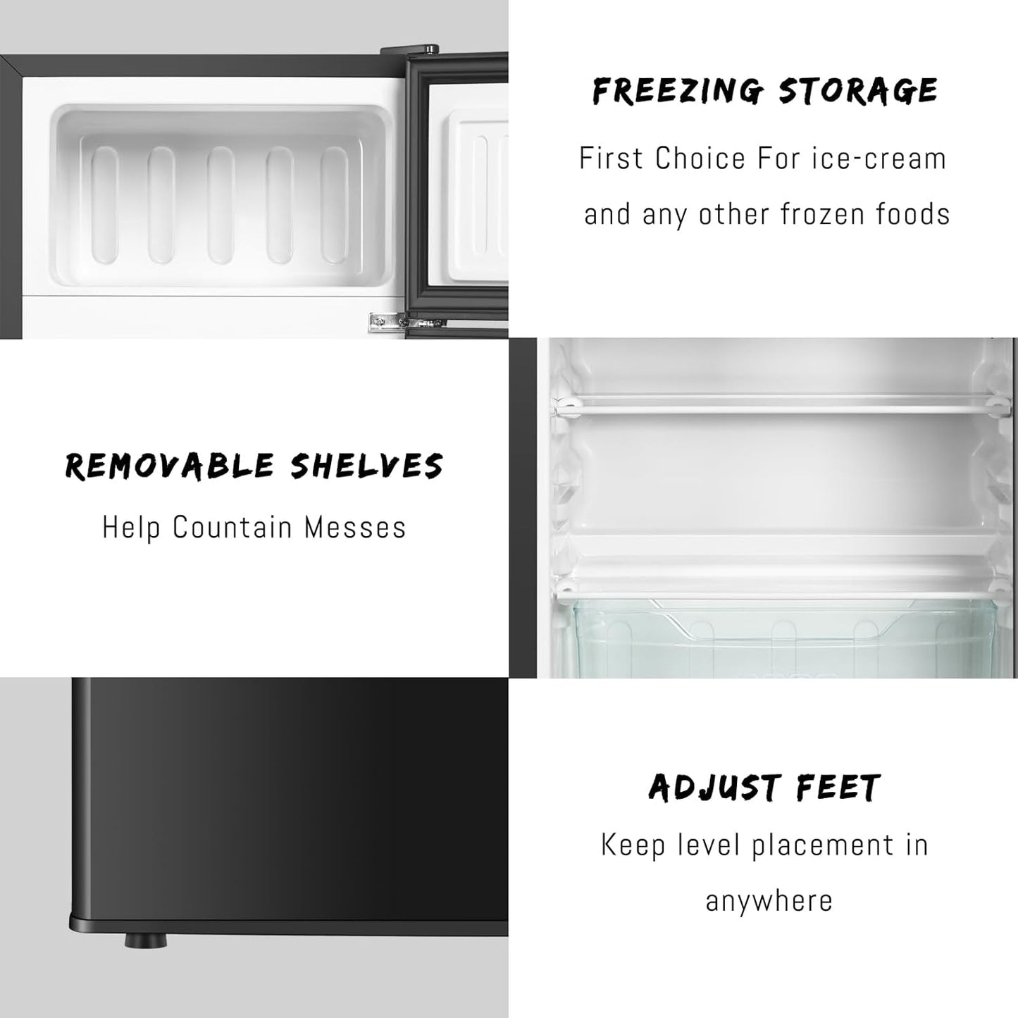 Mini Fridge With Freezer,3.2 Cu.Ft Compact Refrigerator,Mini Refrigerator With 2 Doors For Bedroom,Office,Kitchen,Apartment,Dorm(sliver)