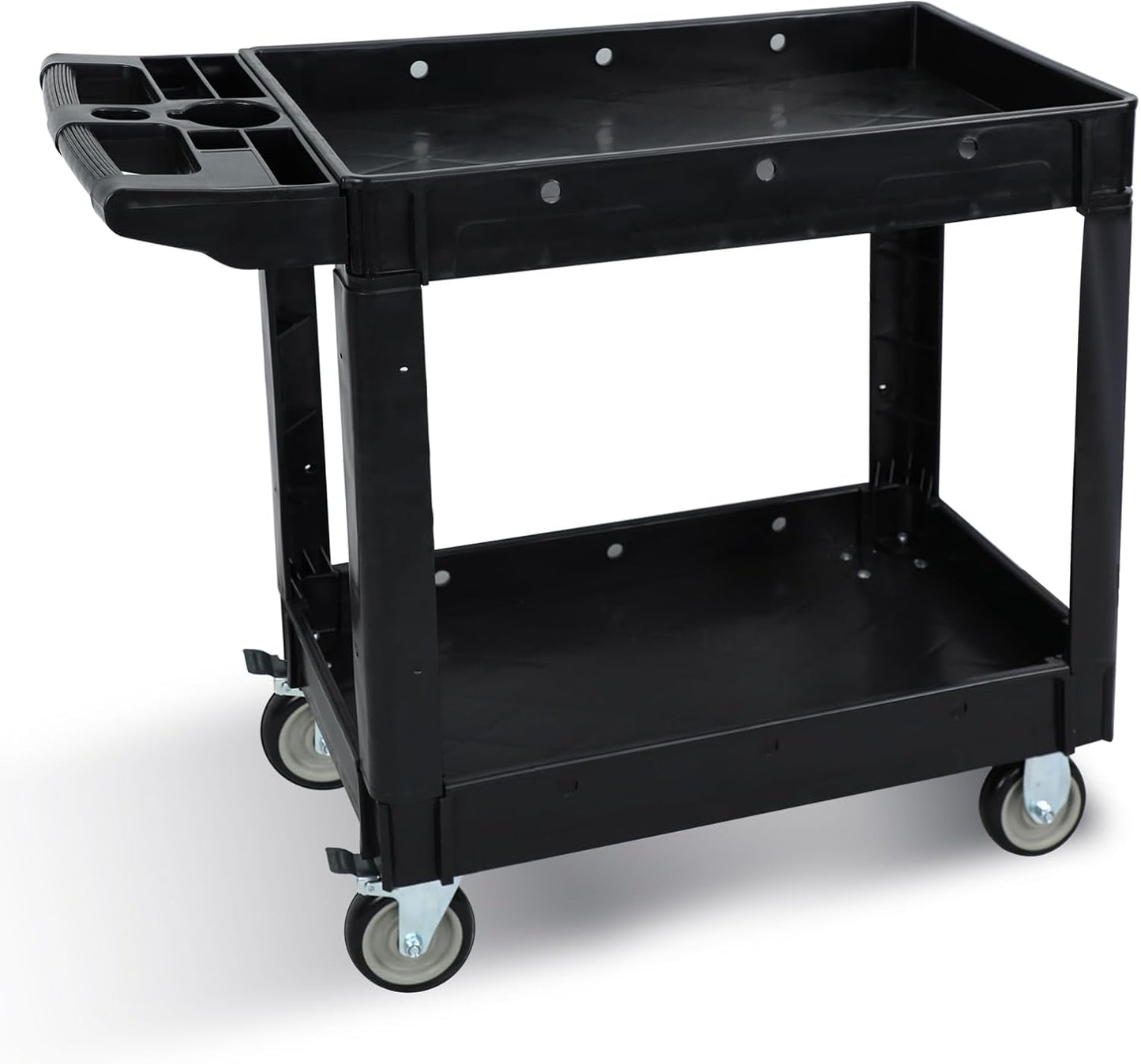 Utility Rolling Tool Cart, 40 x 17-Inch Plastic Rolling Carts Huge Storage W/Deep 2-Shelf Heavy Duty Service Carts with Wheels,550 lbs Capacity Organizer for Garage,Warehouse,Workshop-Medium