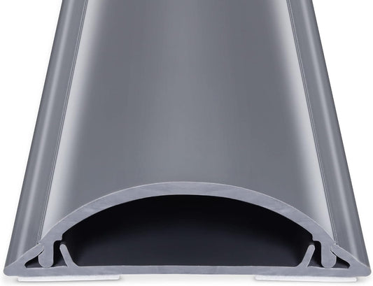 Cord Cover 6.6ft(2xL3.3Ft), Large Capacity Gray PVC Cord Hider - Hard Floor Wire Cover for Cable Management - 1.8" W x 0.6" H