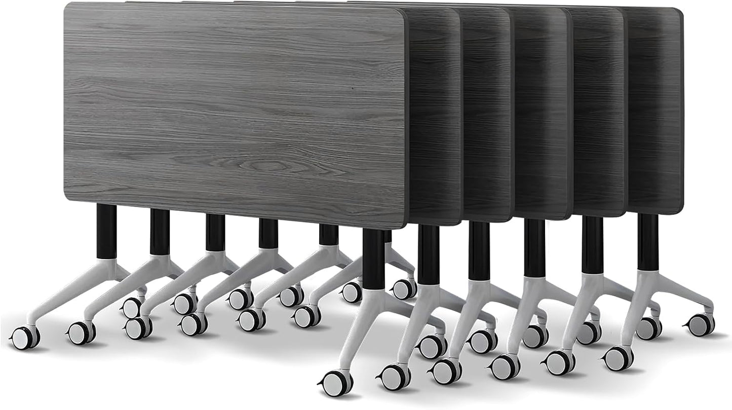 Conference Room Table with Flip-Top Design for Dynamic Meetings, Business Table Computer Desk with Heavy-Duty Frame,Foldable Seminar Meeting Tables for Home Office (6, B, 47.2IN)