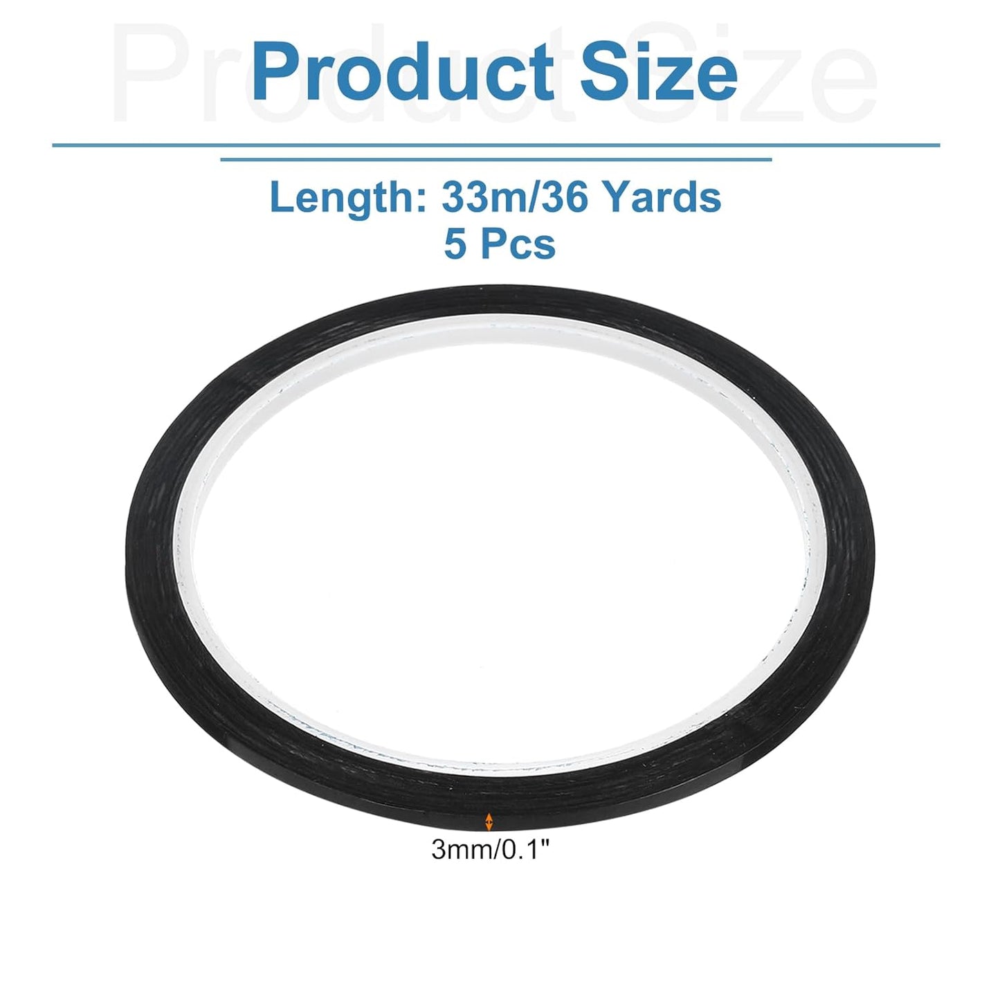 uxcell 5pcs 1/8" x 36 Yard Graphic Tape Whiteboard Grid Marking Tape Pinstripe Chart Line, Black