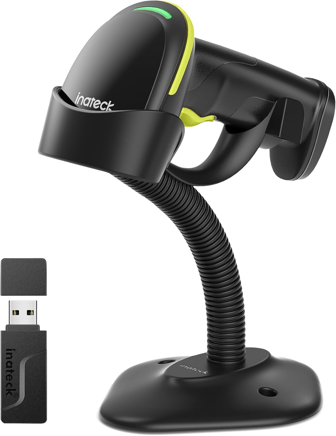 Inateck 2D Barcode Scanner with Intelligent Stand, Wireless QR Code Scanner, Handheld Scanner with APP and SDK, 2D Imager with 2600mAh Battery, BCST-35 Green