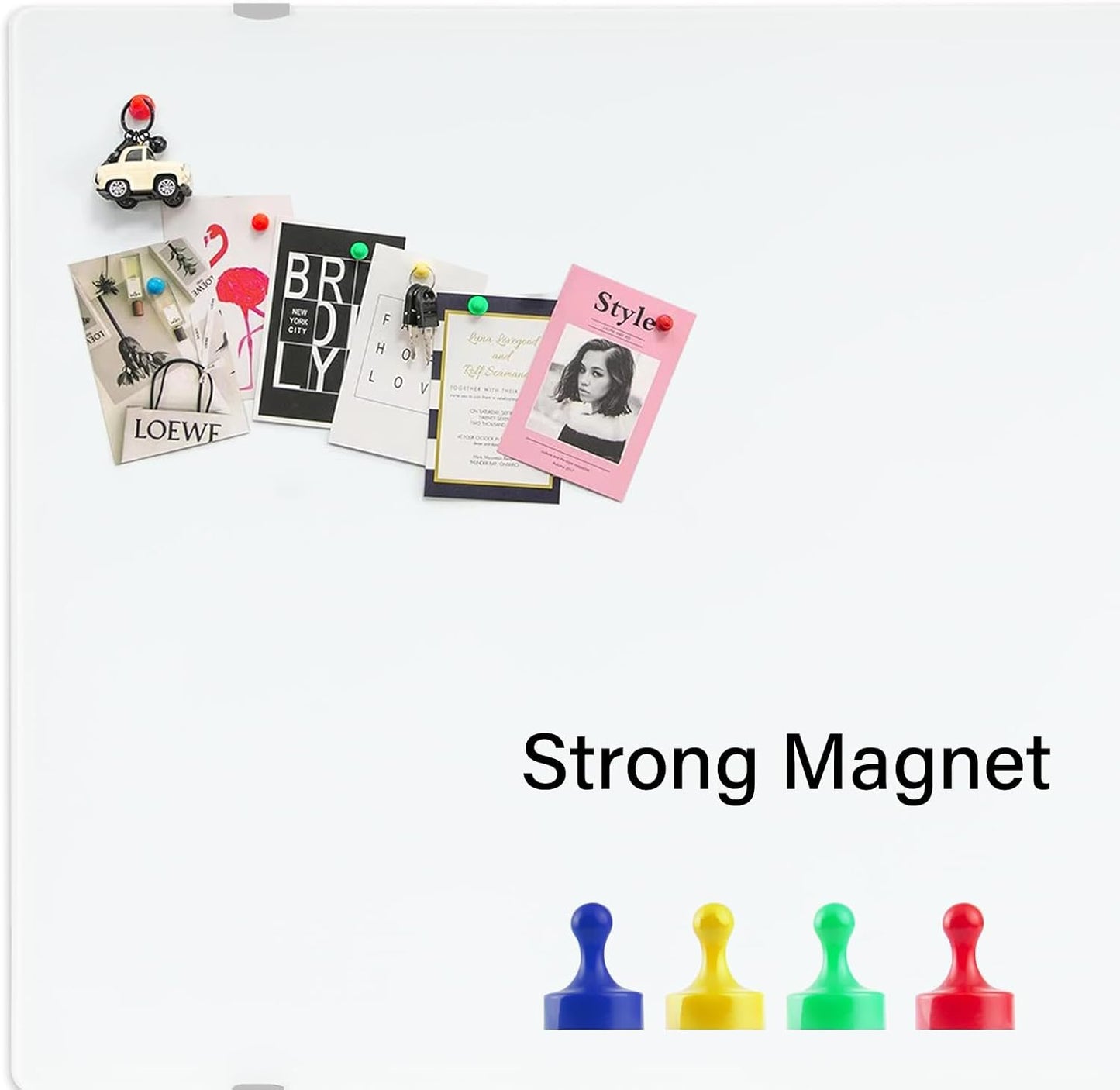 Wall-Mounted Magnetic Tempered Glass White Board Frameless Dry Erase Board Wall Mounted Ideal for Office Classroom School Kitchen and Home，Durable Whiteboard Frameless (24''X18'')