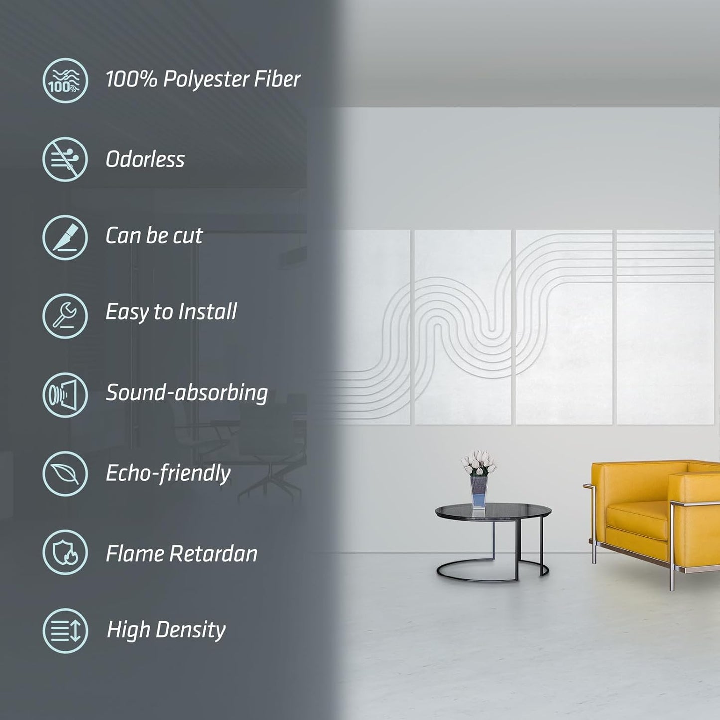 UMIACOUSTICS 4 Pack Decorative Acoustic Panels,Total 94.4” x 47.2” Sound Proof Panels,Decorative Sound Treatment Panel for Home, Office, Recording Studio,White