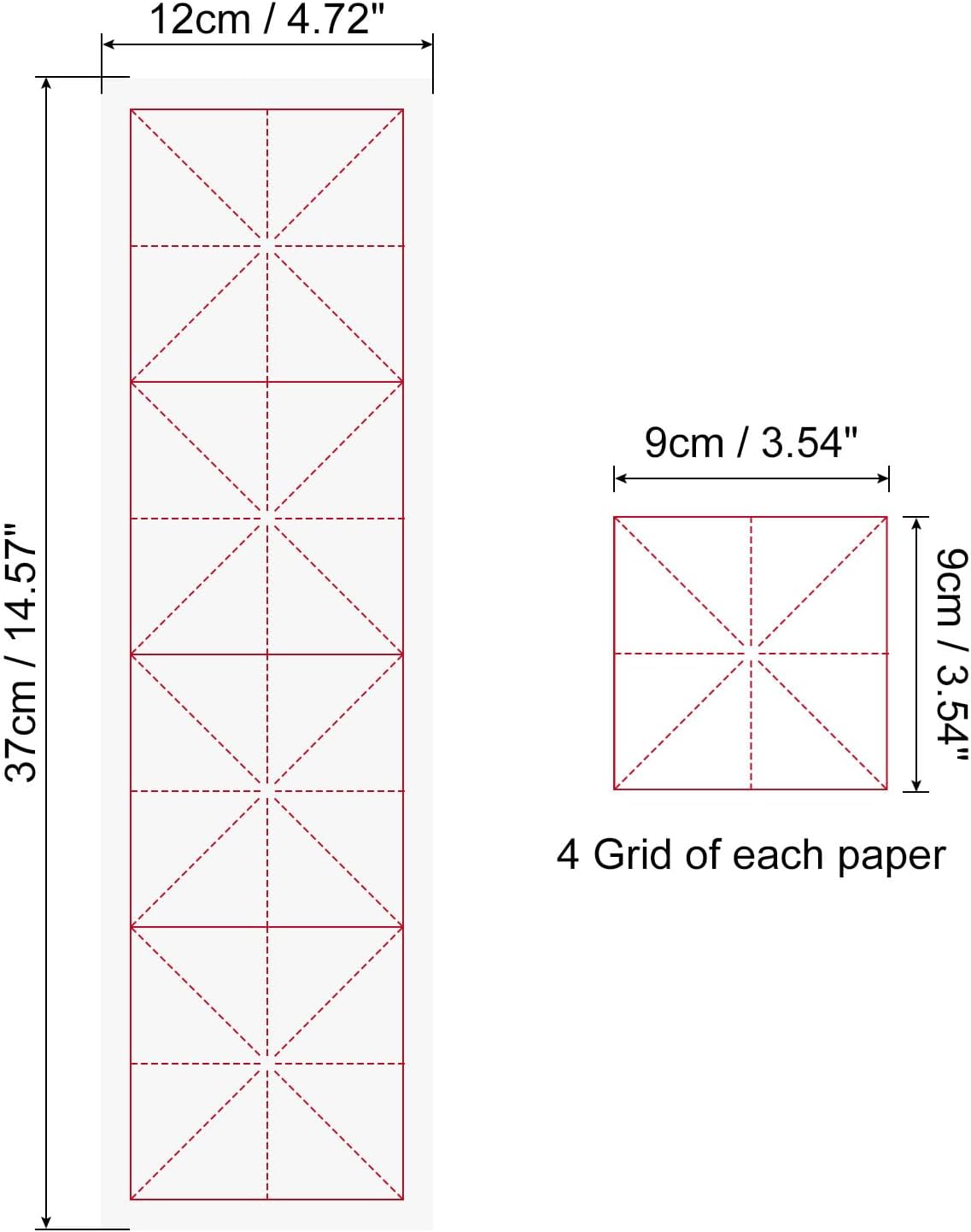 PATIKIL Xuan Paper, 100 Sheets Rice Paper with MI' Grid, Chinese Calligraphy Practice Paper for Calligraphy Practice, Half Raw Ripe Xuan, 5"x15" (White)