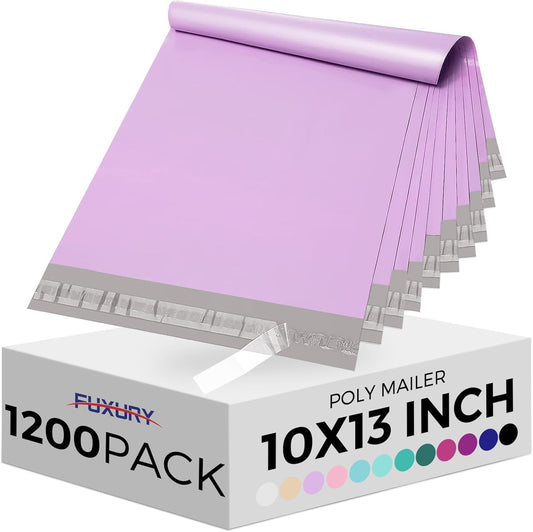 Fuxury Poly Mailers 10x13 Inch 1200 Pcs, Bulk Shipping Bags for Clothing, Strong Adhesive Shipping Envelopes for Small Business Suppliers,Waterproof Mailers Poly Bags Mailing Envelopes Light Purple