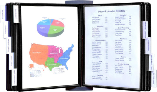Ultimate Office AdjustaView 10-Pocket Wall Reference Organizer with Easy-Load Pockets and Mounting Screws, Black Pockets