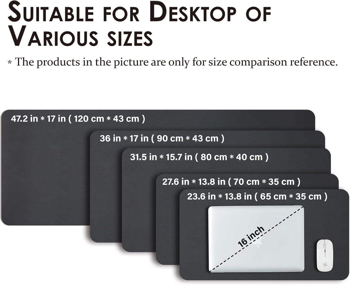 Leather Desk Mat - Non-Slip PU Desk Pad for Office Home - Organization Accessory - Ideal for Large Mouse Pads (Black,31.5"x 15.7")