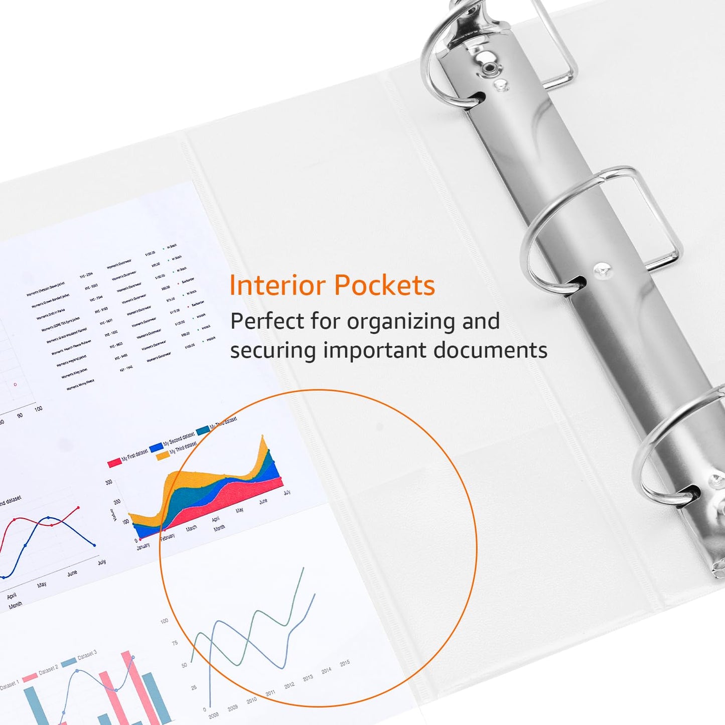 Amazon Basics 3 Ring Binders, 2 Inch, 4 Pack, D-Ring Organizer for School, Home Office, White