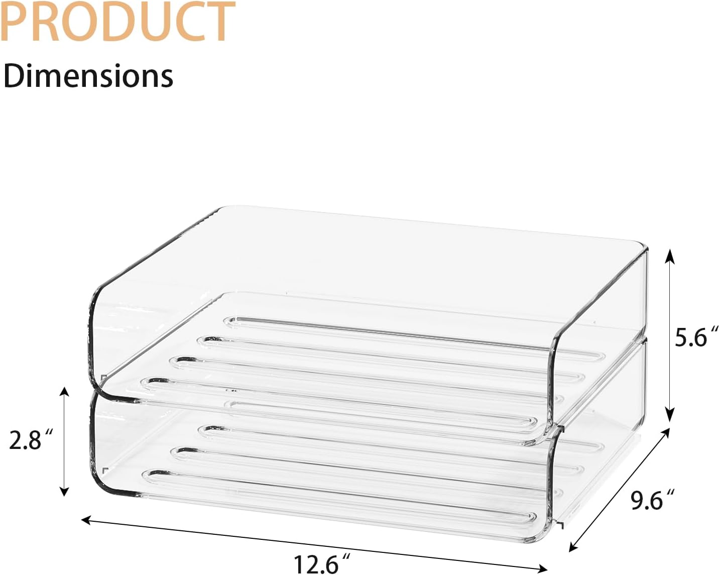 2-Tier Acrylic Paper Tray Organizer-Low-ProfileDesk File Sorter for Office/Home, Clear Stackable LetterTray for Bills, Crafts, Notebooks