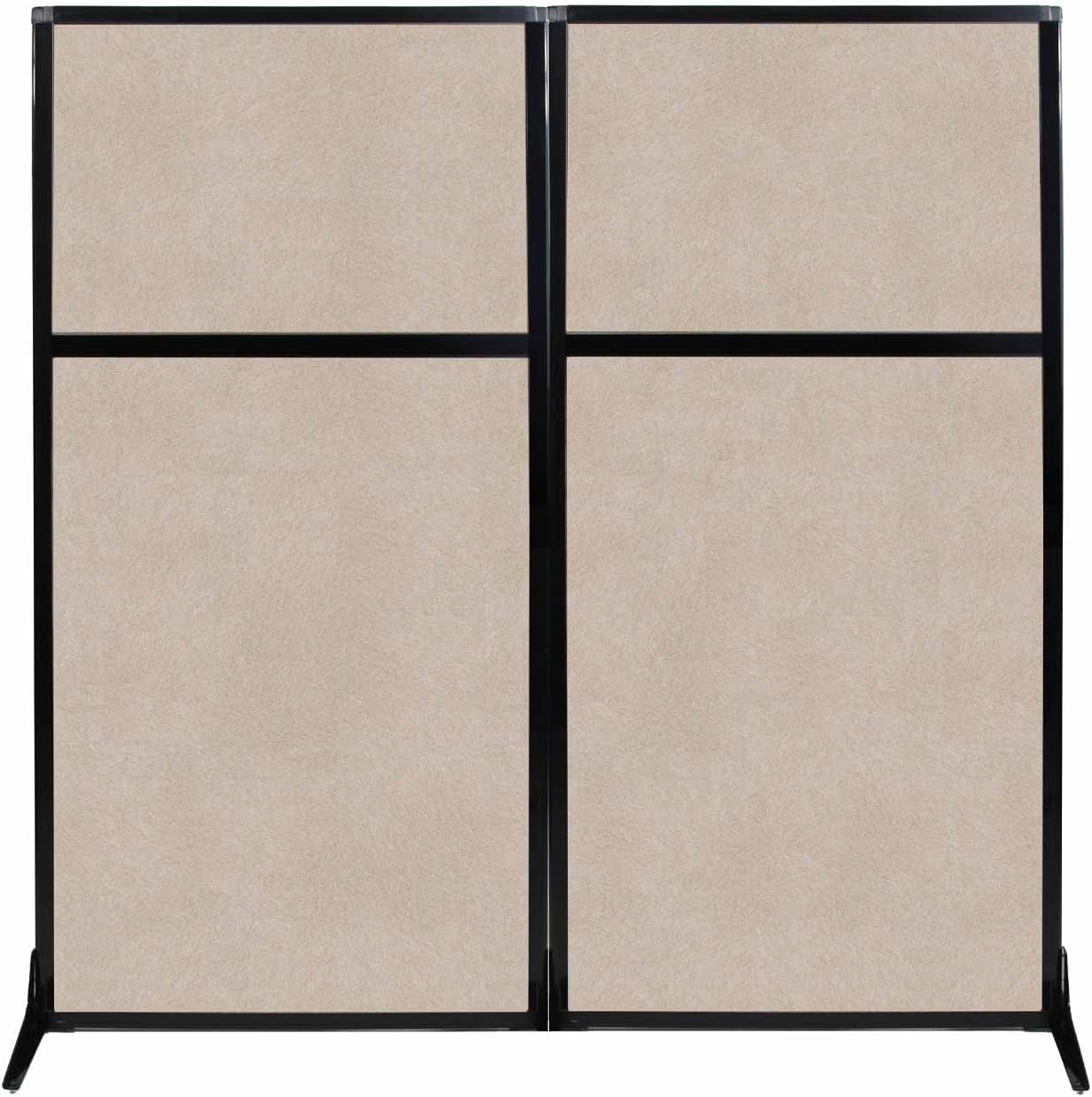 Versare Office Workstation Screen | Portable Wall Divider | Modern Cubicle | Freestanding Privacy Screen | Flexible Work Space | 2 Panels | 66" Wide x 70" Tall Beige SoundSorb Panels