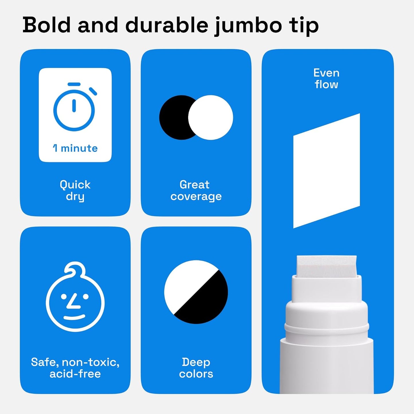 ARTISTRO 2 Black & White Acrylic Paint Markers - 15mm Jumbo-Tip Paint Pens - Perfect for Crafting, Art Projects, & More