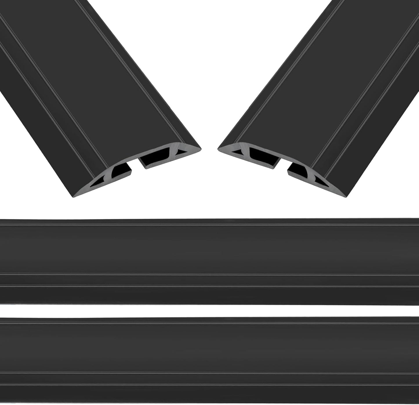 Eapele 10 ft Floor Cord Cover Heavy Duty Cable Protector, Easy to Unroll, Prevent Trip Hazard for Home Office or Outdoor Settings (Black - 2pcs)