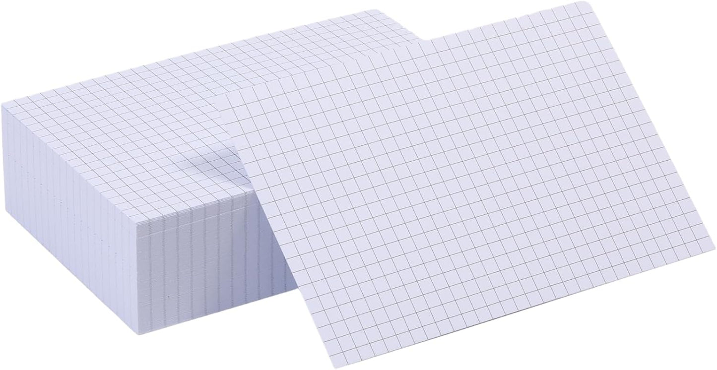 Extra Heavyweight Grid Index Cards 4x6 Inch 92lb Weight Double Sided Graph Ruled Notecards Thick Flash Cards for Note-Taking, Studying, and Organization, Ideal for School, Home and Office - 50 Count