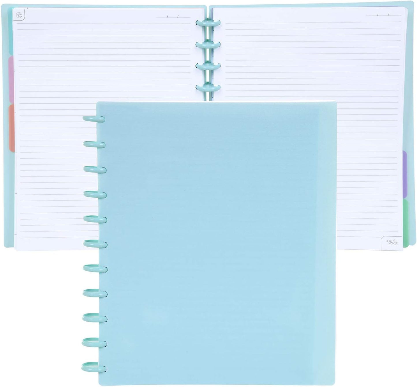 Talia Discbound Notebooks, Planner, Customizable, (Summer Blue w/Summer Blue Discs, Letter (8.5in x 11in))