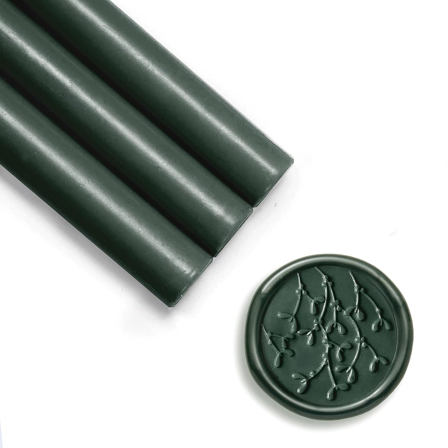 UNIQOOO Forest Green Christmas Fir Glue Gun Sealing Wax Sticks for Wax Seal Stamp - Great for Wedding Invitations, Cards Envelopes, Snail Mails, Wine Packages, Christmas Gift Ideas, Pack of 8