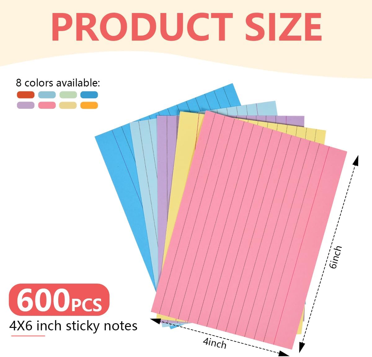 OBTANIM 600 Count 4 x 6 Inch Index Cards Assorted Colors Ruled Index Flash Cards for Studying Taking Note Office Home and School Daily Recording