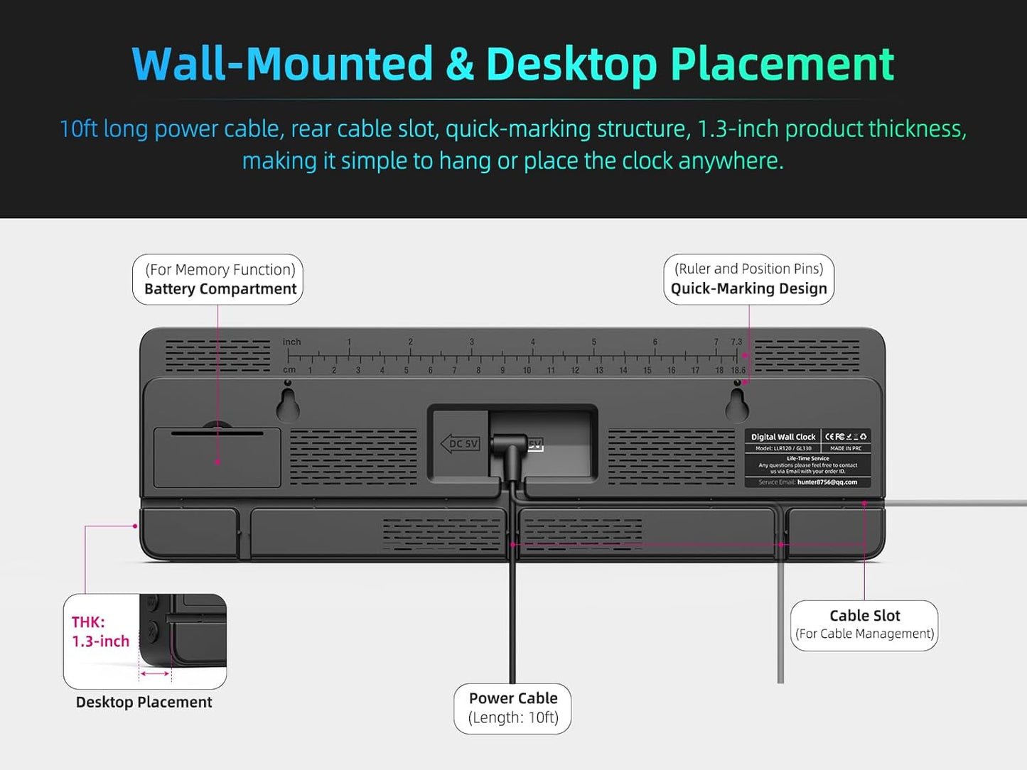 Large LED Digital Wall Clock with Date, Temperature, Auto-Brightness, Auto-DST | Big Digital Clock for Bedroom, Desk, Classroom, Living Room, Kitchen, Office, Gym, Farmhouse, Xmas Gift for Seniors
