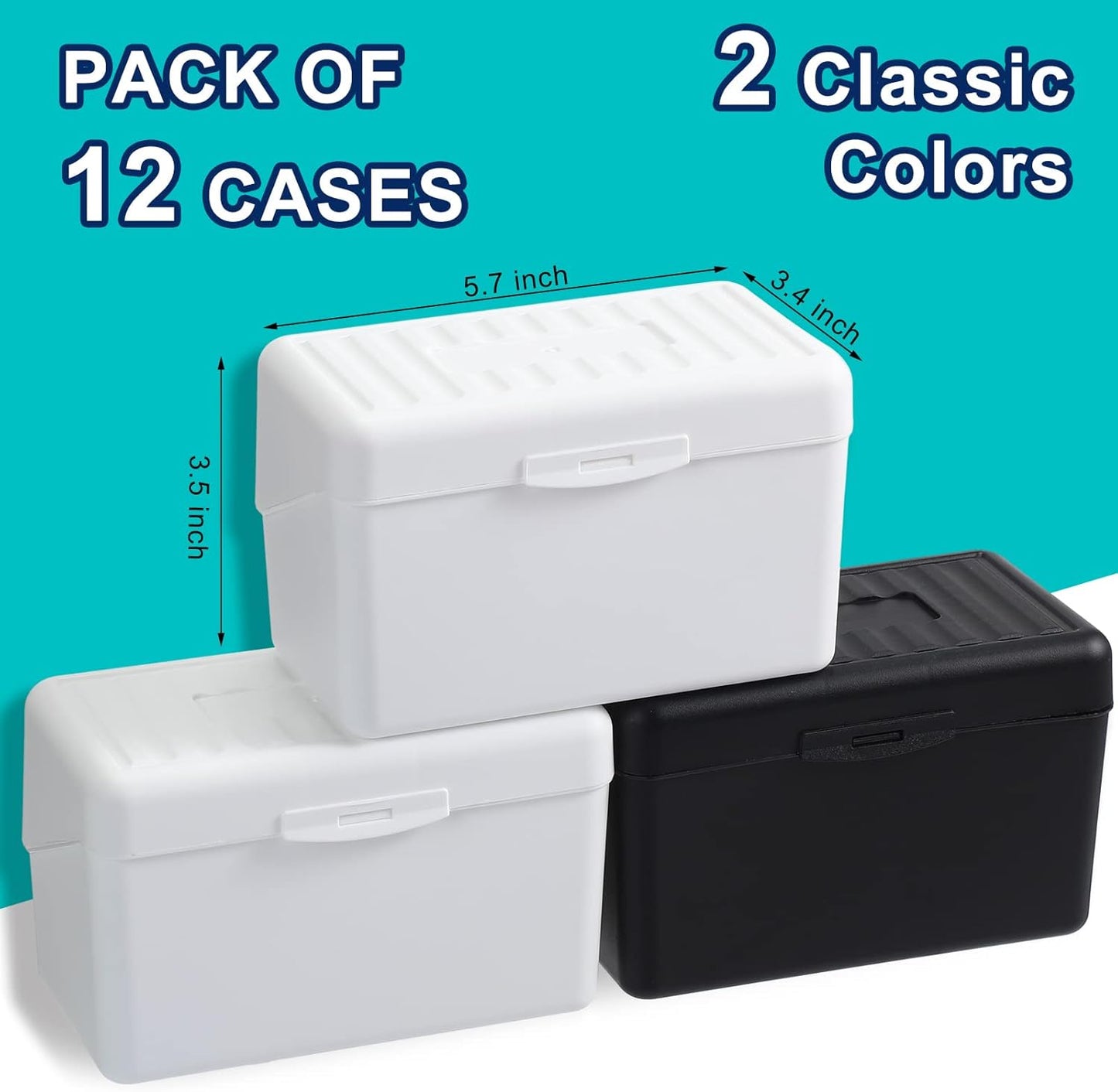 Fuutreo 12 Pack 3x5 Organizer Index Card Box Flash Note Index Card Holder Case for Recipes Addresses(Black, White)