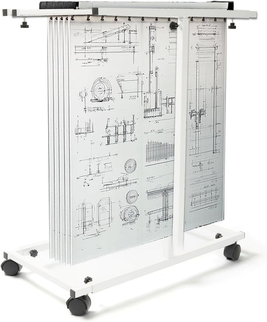 Mobile Blueprint Holder Rack Stand for for 30"/36"/42" Clamps Adjustable Portable Blueprint Storage Organizer File Plans Maps Posters and Drawings Display Rack for Home Office and Workplace