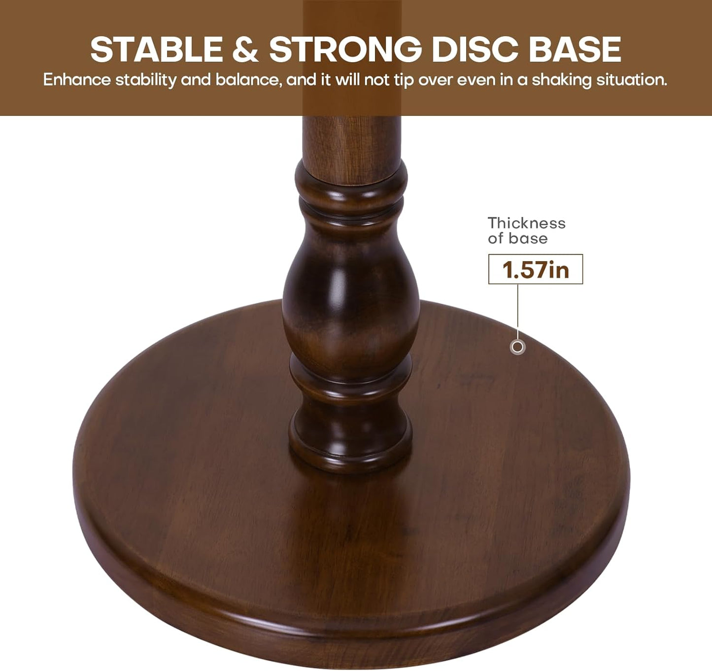 Wood Coat Rack Coat Tree Freestanding with Hooks, Heavy Duty Standing Coat Rack with Solid Round Base, 74” Tree Shaped Coat Hanger Stand for Clothes, Hat, Jacket, Entryway Bedroom, Walnut