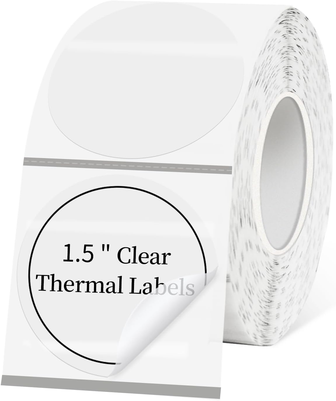 1.5" Transparent Thermal Label Stickers,Waterproof Thermal Printer Sticker Labels for Gift Wrapping, Self-Adhesive Name Price Tag DIY Custom Logo Design (500 pcs)