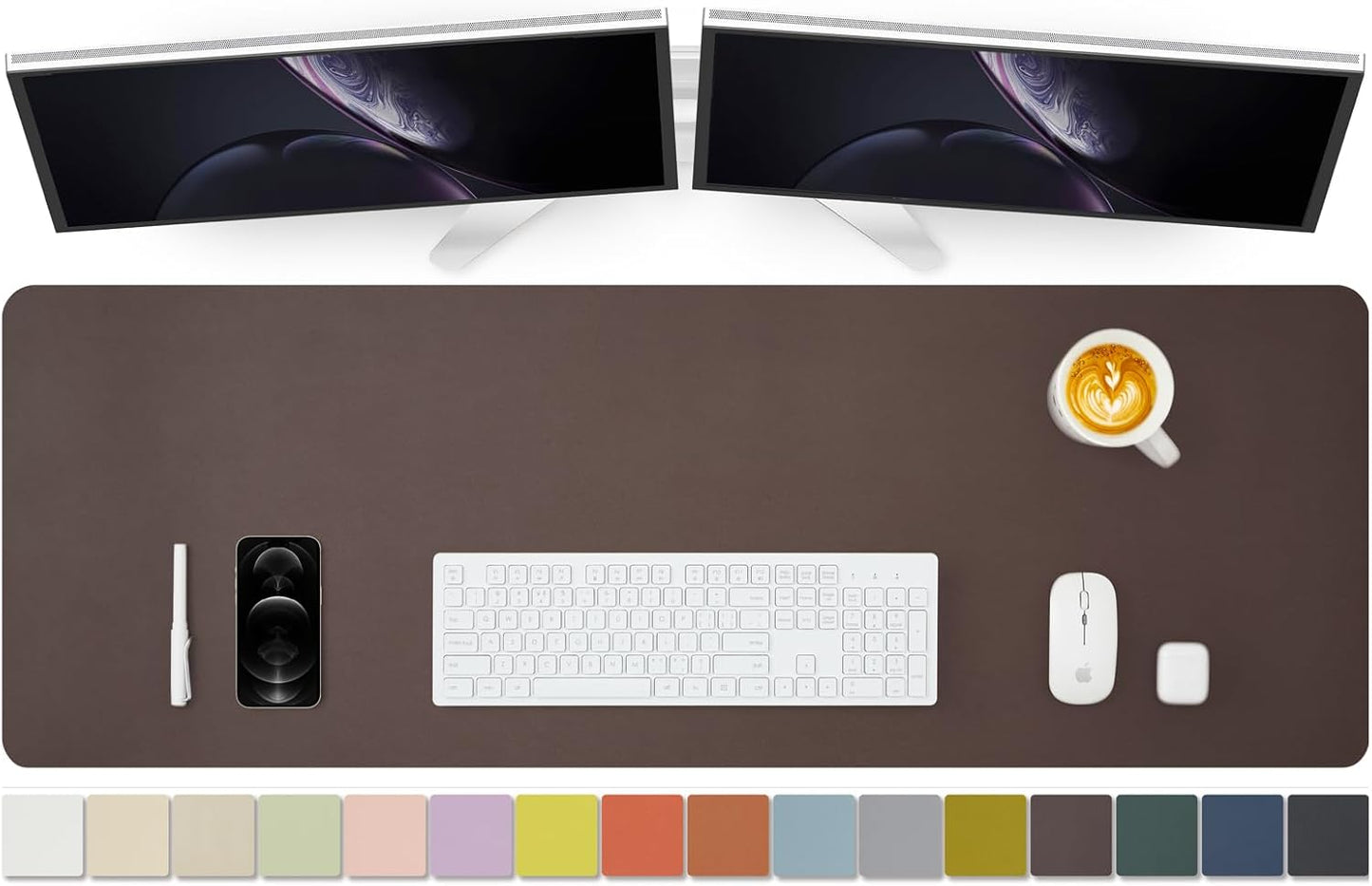 Large Desk Mat - 47.2"x 17" Non-Slip PU Desk Pad for Office and Home - Ideal for Large Mouse Pad and Desk Mats on Top of Desks(Coffee)