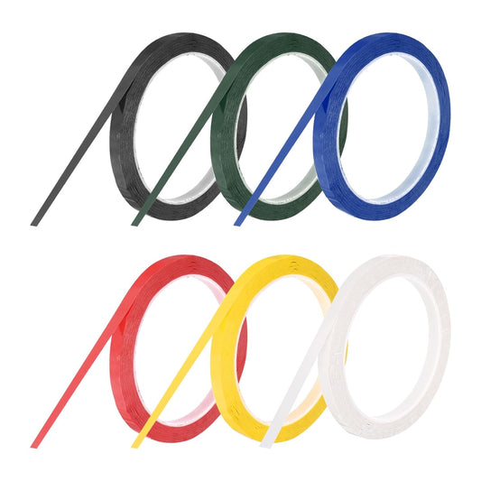 MECCANIXITY 6 Rolls Whiteboard Tape Graphic Chart Tape 8mm 54.7 Yard Art Tape Thin Pinstripe Tape Masking Tape for Gift Wrapping Craft Supplies, Red, Green, Blue, Yellow, Black, Light Yellow