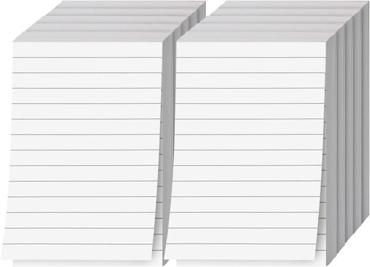 Memo Pads, White, With Black Lines – Lined Paper Notepads, Scratch Pad, Writing Pad for Planning, To-Do Lists, Appointments, Reminders, Home, Office – 50 Sheets Per Pad, 10 Pads per Pack – 4" x 6"