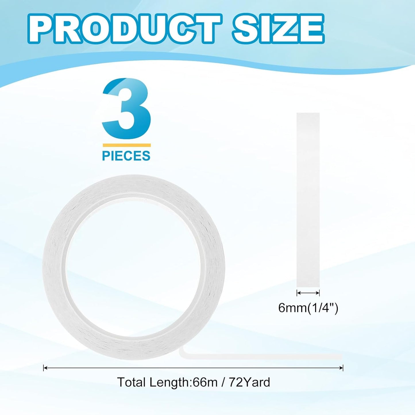 MECCANIXITY Whiteboard Tape 1/4" x 72 Yard Pinstripe Graphic Chart Line Grid Marking Tapes for Classroom Office Dry Erase Board Art, White, Pack of 3