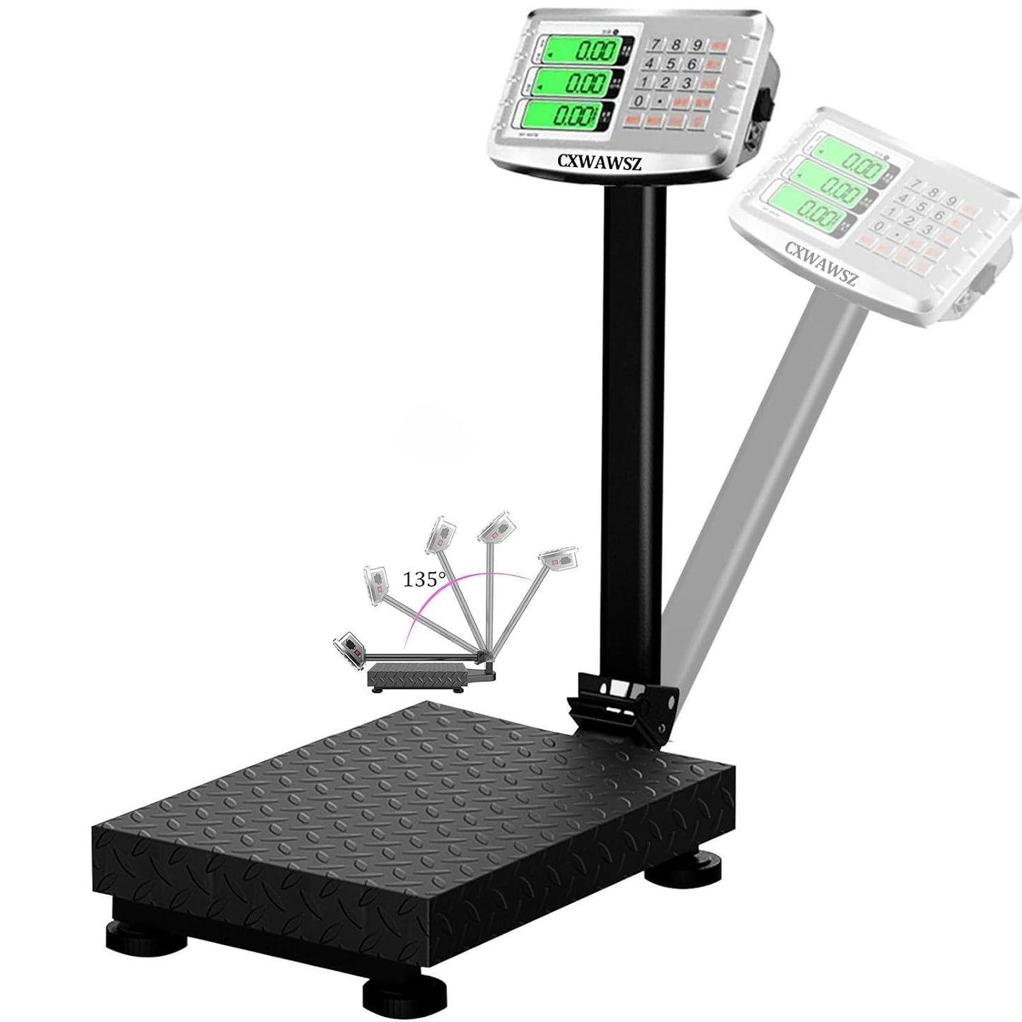 Commercial 660 lb Electronic Platform Scale with LB/KG Industrial Floor Scale Stainless Steel High-Definition LCD Display,Digital Heavy Duty Luggage Package Price Computing Postal Shipping