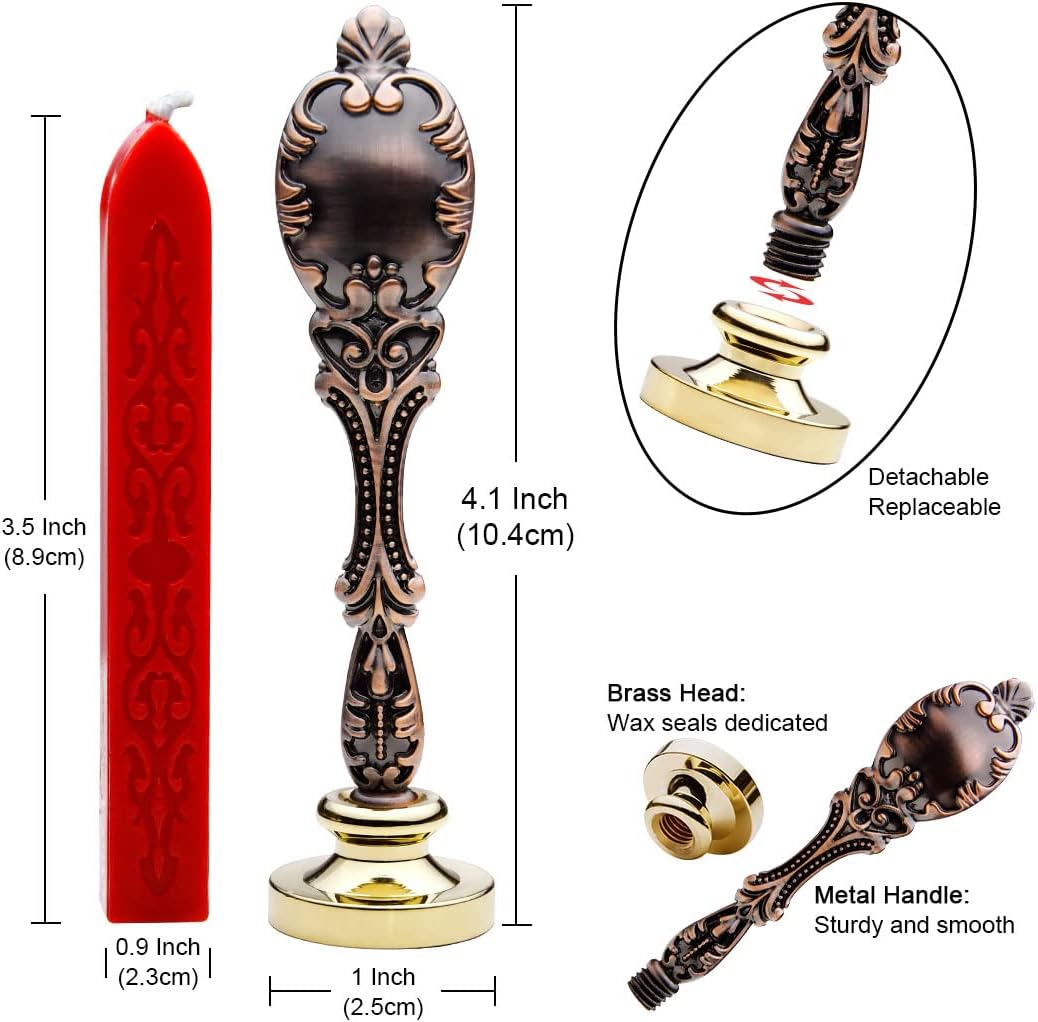 Wax Seal Stamp kit, Envelope Wax Seals DIY Kit - Retro Sealing Wax Candle + Classic Initial Alphabet Seal Wax Seal Stamp Letter J - in Blue Gift Box