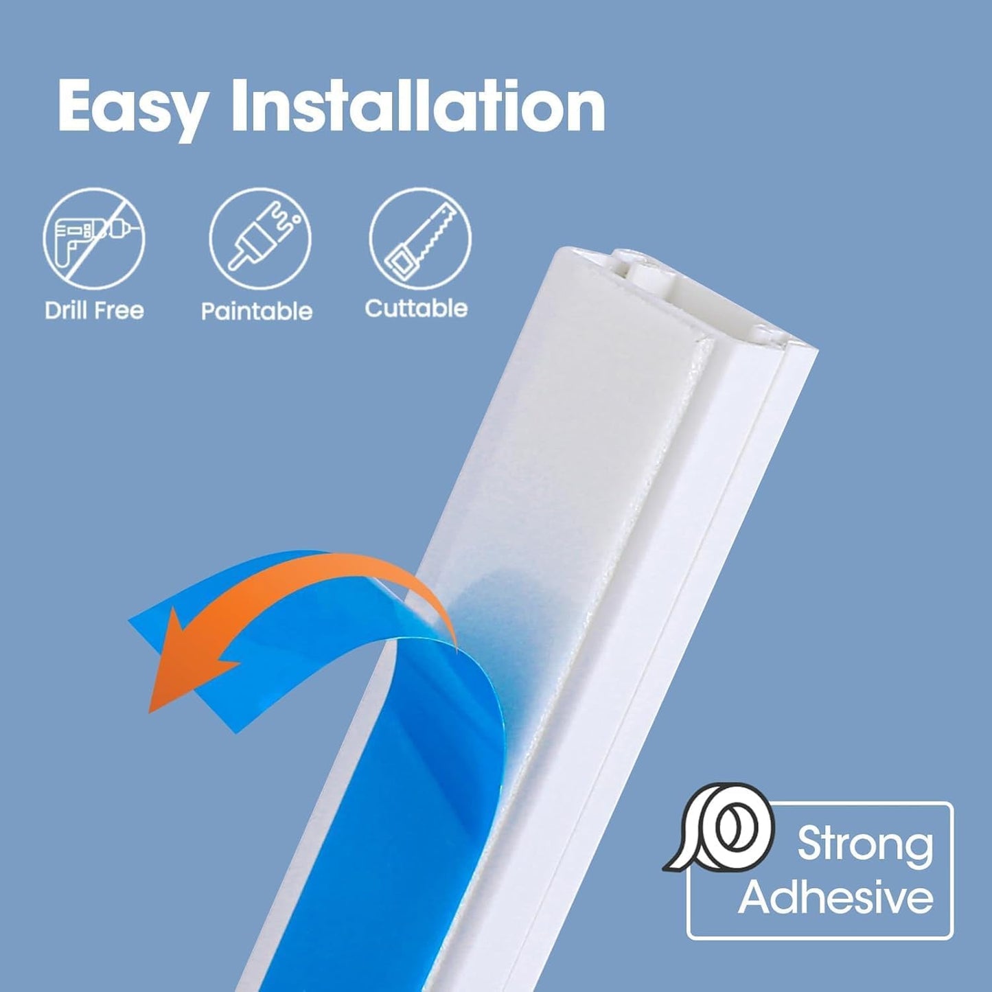 315in Cord Hider Kit, Paintable Cable Raceway, Cord Covers for Wires on Wall, Cord Hider for Wall Mount tv, tv Cable Hider Wall kit, Wire Covers for Cords, 20X L15.7in X W0.96in X H0.57in, White