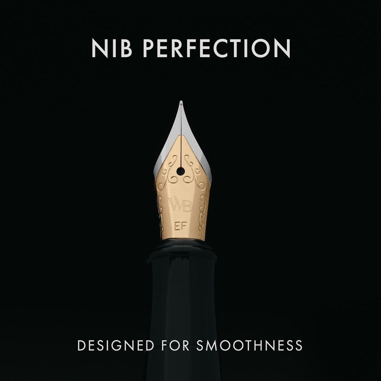 Wordsworth & Black Fountain Pen Set, 18K Gilded Extra Fine Nib, Includes 24 Pack Ink Cartridges, Ink Refill Converter & Gift Pouch, Gold Finish, Calligraphy, [Silver Gold], Perfect for Men & Women