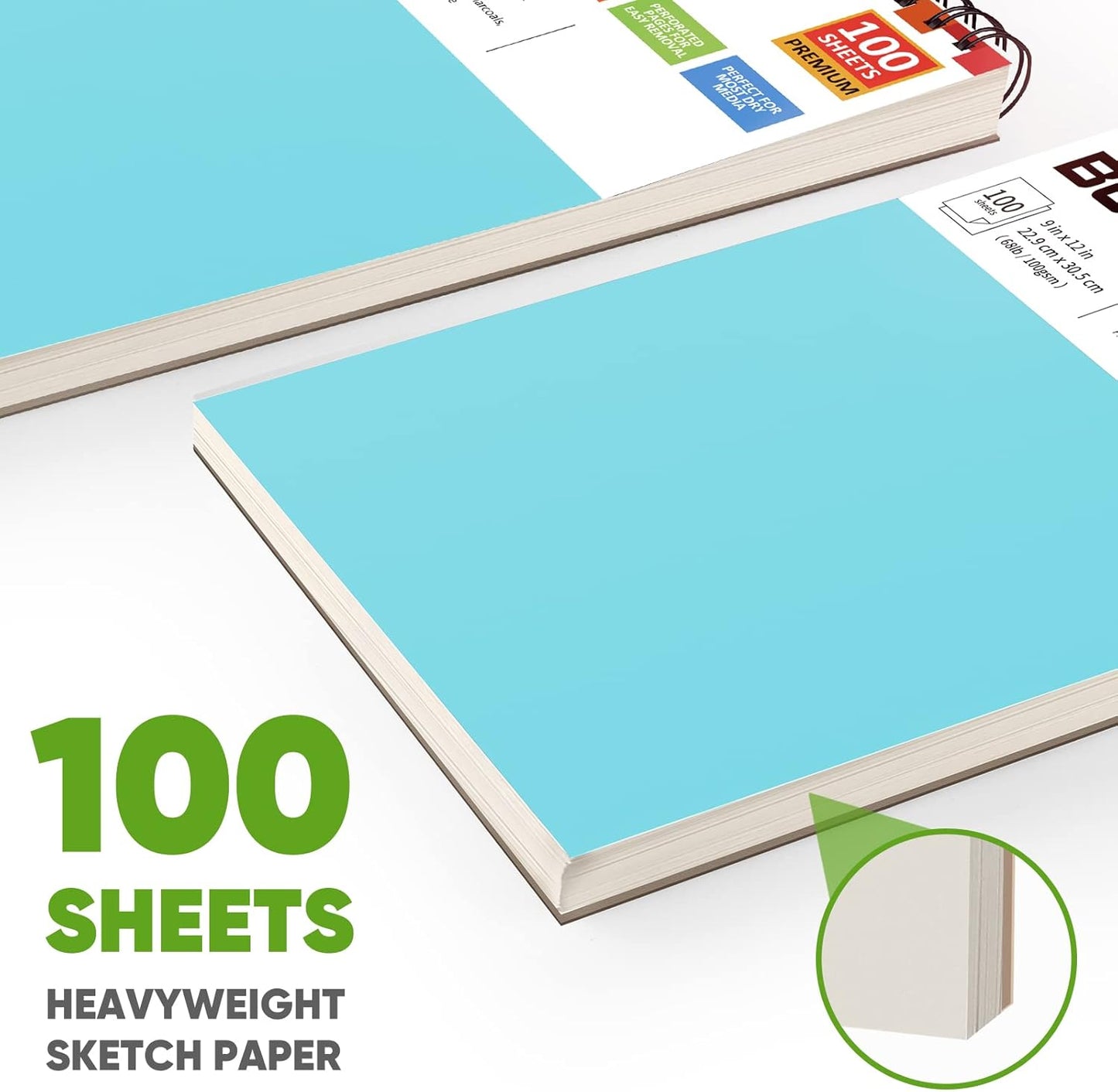 Drawing Set Sketching Kit, Pro Art Supplies, Soucolor 9" x 12" Sketch Book, 1-Pack 100 Sheets Spiral Bound Art Sketchbook for Colored Pencils, Graphite, Charcoal, Metallic Pencils, Sketching Pencils