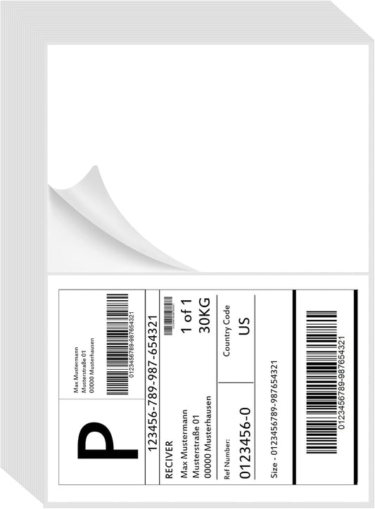 300 Half Sheet Self Adhesive Shipping Labels, 8.5" x 5.5" Address Labels Laser/Ink Jet White Blank (150 sheets/300 Count)