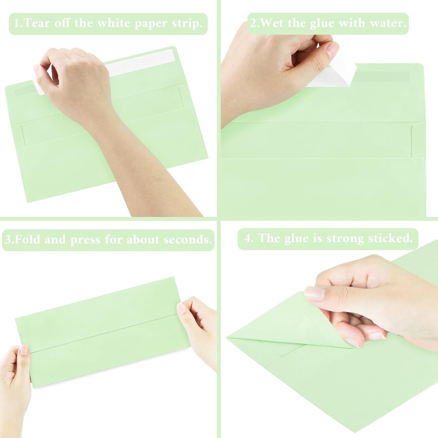 200 Pack #10 Business Envelopes, Light Green Standard Envelopes Self Seal, Letter Size Mailing Envelopes for Checks Letters Invoices Christmas Birthday Graduation Wedding, 4 1/8 x 9 1/2 Inch