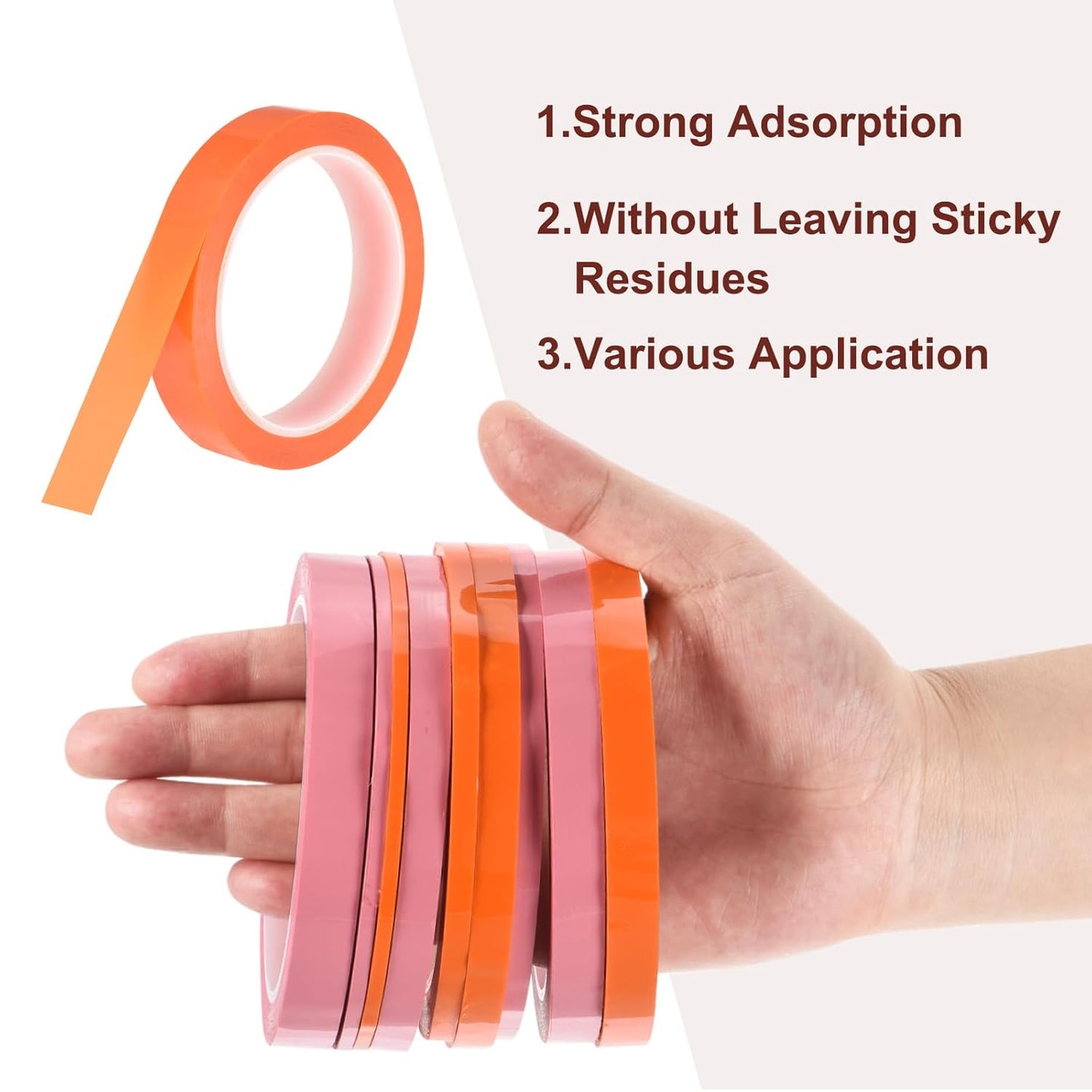 MECCANIXITY 6 Rolls Whiteboard Tape Graphic Chart Tape 18mm 54.7 Yard Art Tape Thin Self-Adhesive Pinstripe Tape Masking Tape for Gift Wrapping Craft Supplies, Orange