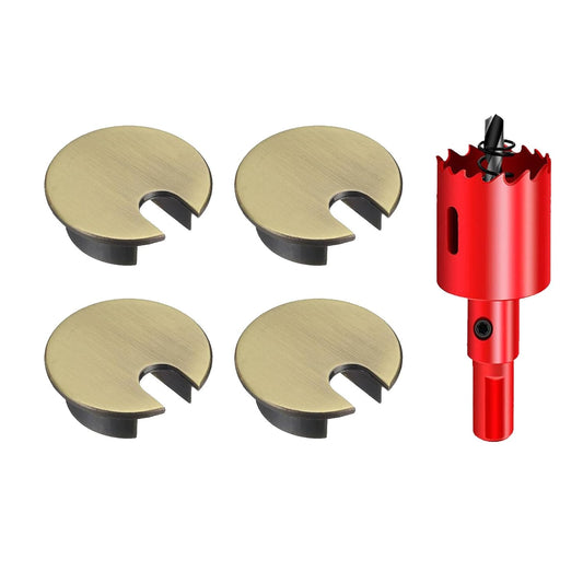 TuTuYa 4PCS Desk Grommet, Bronze Desk Grommet 1-3/8 Inch(35mm) Desk Cable Grommet Desk Cable Hole Covers with Hole Saw, Ideal Solution for Office and Home Table Cable (Bronze,1-3/8 Inch)
