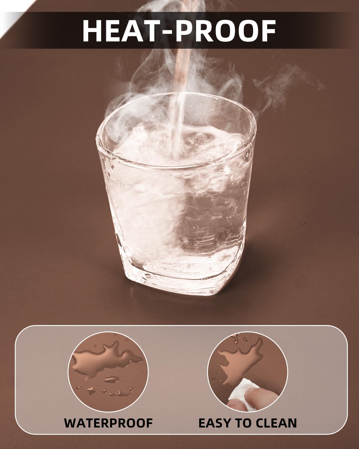 Non-Slip Desk mat,PULeather Desk Pad Protector, Office Desk Mat, Large Mouse Pad,Desk Blotter, Laptop Desk Pad, Waterproof Desk Writing Pad for Office and Home (Brown, 40" x 17")