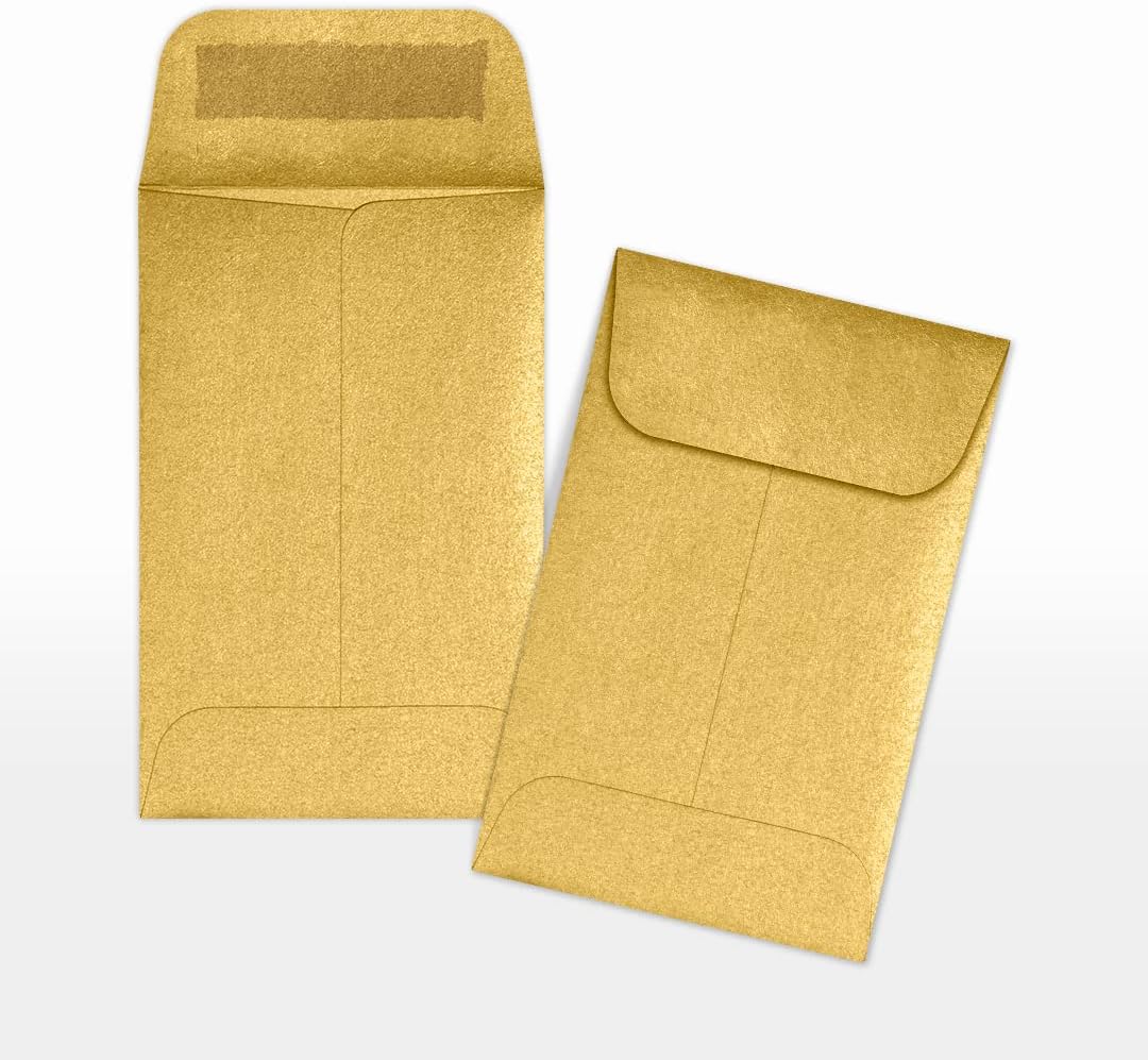 LUXPaper #1 Coin Envelopes | 2 1/4" x 3 1/2" | Gold Metallic | 80lb. Text | 250 Qty