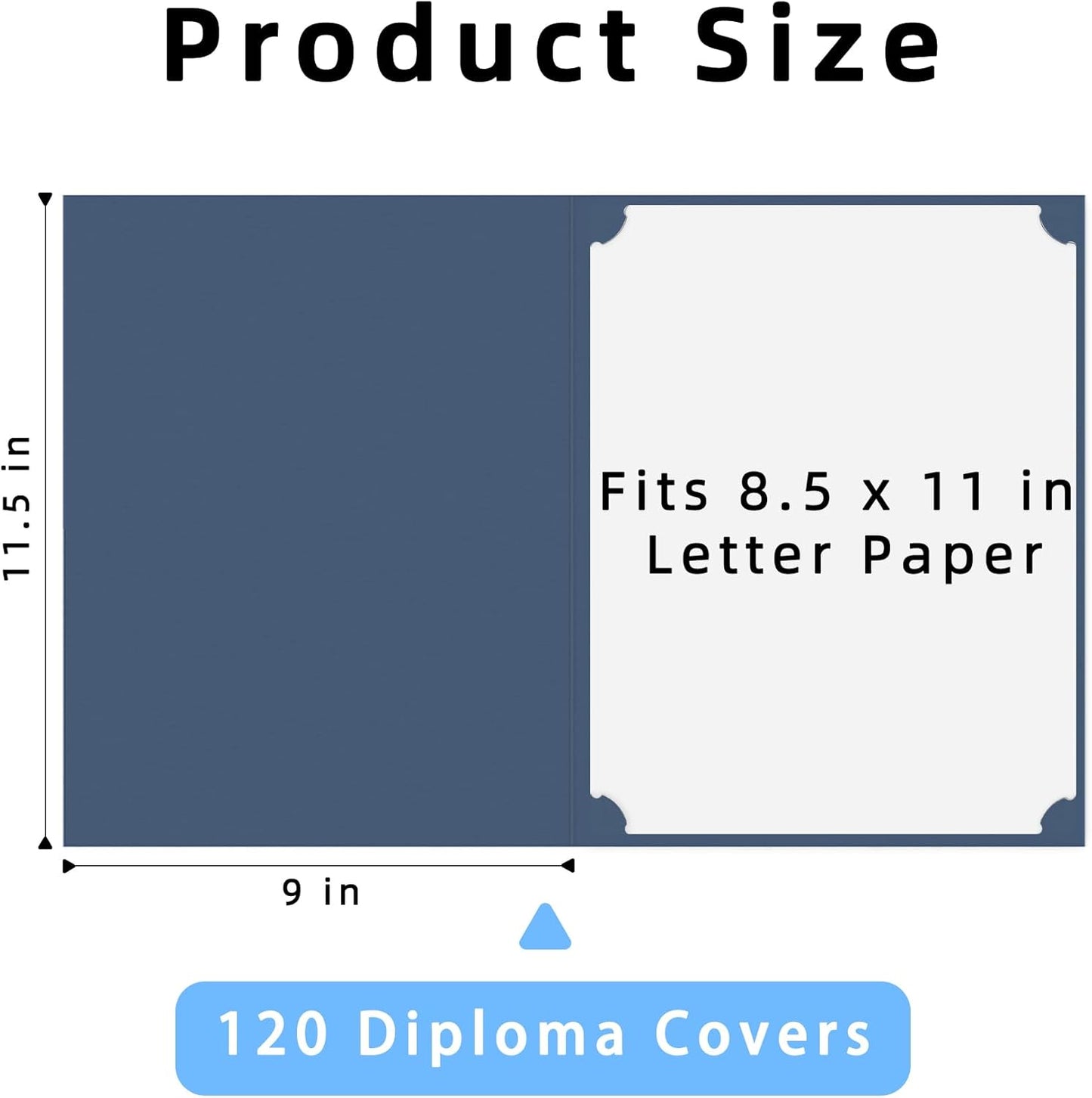 HAUTOCO 120 Pack Certificate Holders, Navy Blue Diploma Holders, Document Award Covers Certificate Folders with Gold Foil Border for 8.5x11 Letter Size