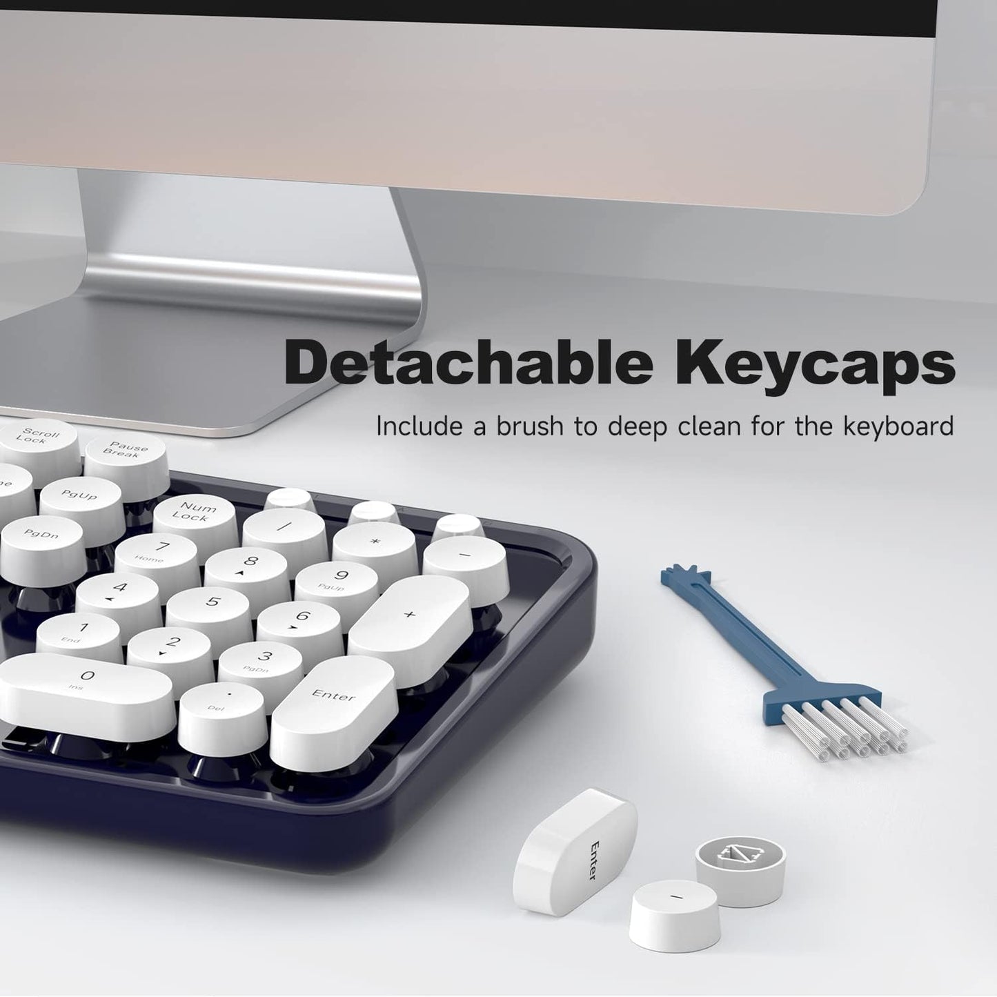 Computer Keyboards Wired, Full Size 104 Keys Typewriter Keyboard with Number Pad, Plug Play USB Keyboard for PC Laptop Desktop Windows (Dark Blue)