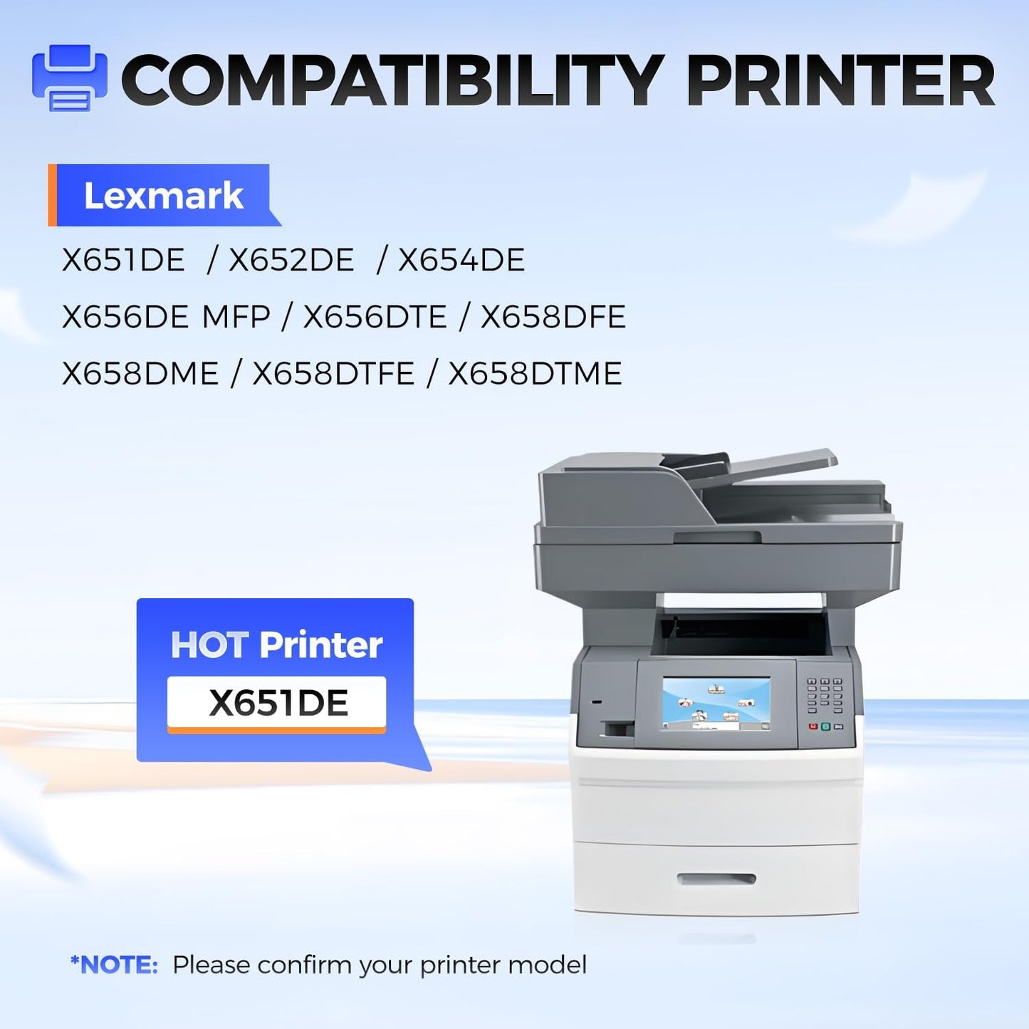 X651H11A Black Toner Cartridge with chip High Yield 1-Pack Replacement for Lexmark X651H11A Toner Compatible with Lexmark X651DE X652DE X654DE X656DE X656DTE X658DFE X658DME X658DTFE X658DTME Printer