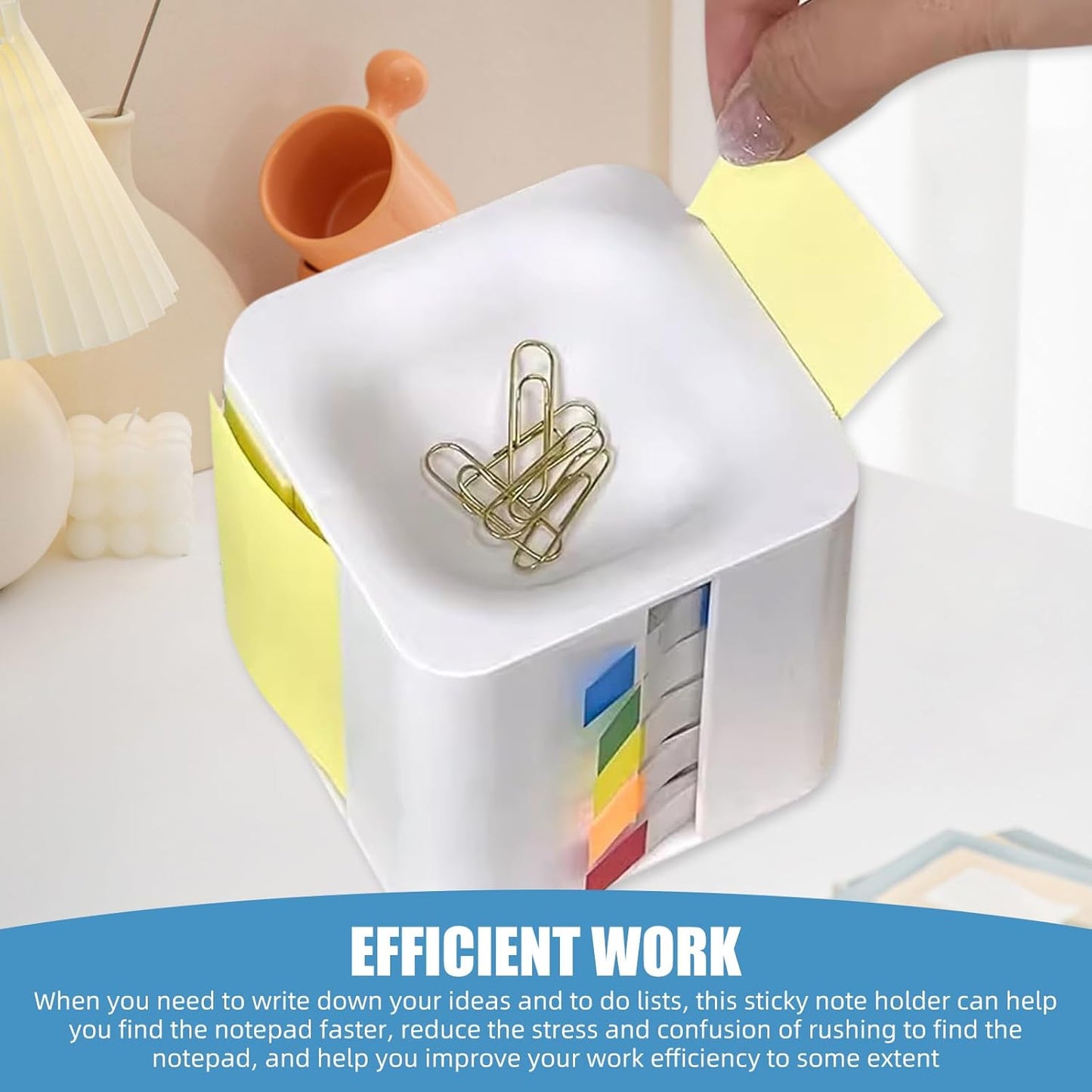5 in 1 Sticky Note Dispenser for Desk with Pop Up Sticky Note, Sticky Rolls , Sticky Tabs , Magnetic Paper Clip Holder, Multifunctional Cube Sticky Note Holder Desk organizer(Green)
