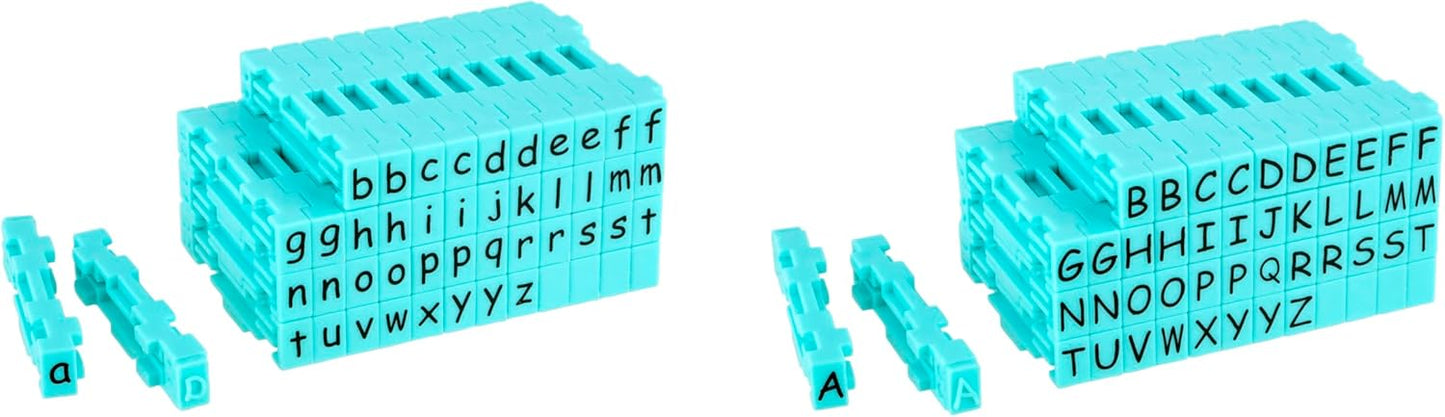 Uppercase & Lowercase Clickable Alphabet Stamp Set Bundle - 48 Lowercase & 48 Uppercase DIY Craft Stamps, Interlocking Design for Custom Words & Phrases, Scrapbooking, Journaling & Cardmaking
