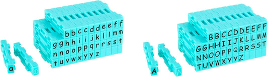 Uppercase & Lowercase Clickable Alphabet Stamp Set Bundle - 48 Lowercase & 48 Uppercase DIY Craft Stamps, Interlocking Design for Custom Words & Phrases, Scrapbooking, Journaling & Cardmaking