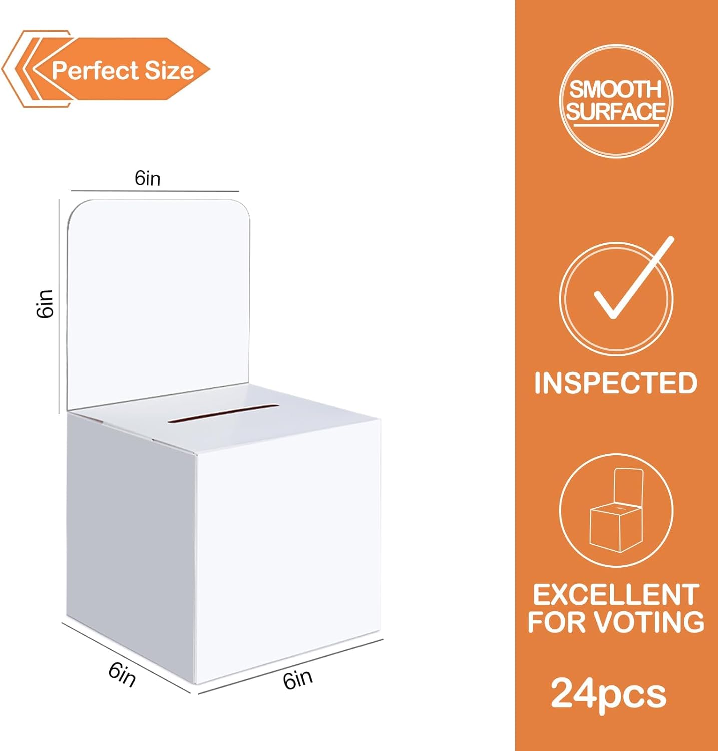36 Pcs Ballot Boxes Suggestion Boxes Donation Box for Fundraising, Cardboard Raffle Box with Slot and Removable Header for Collecting Business Card Voting Contest (White)