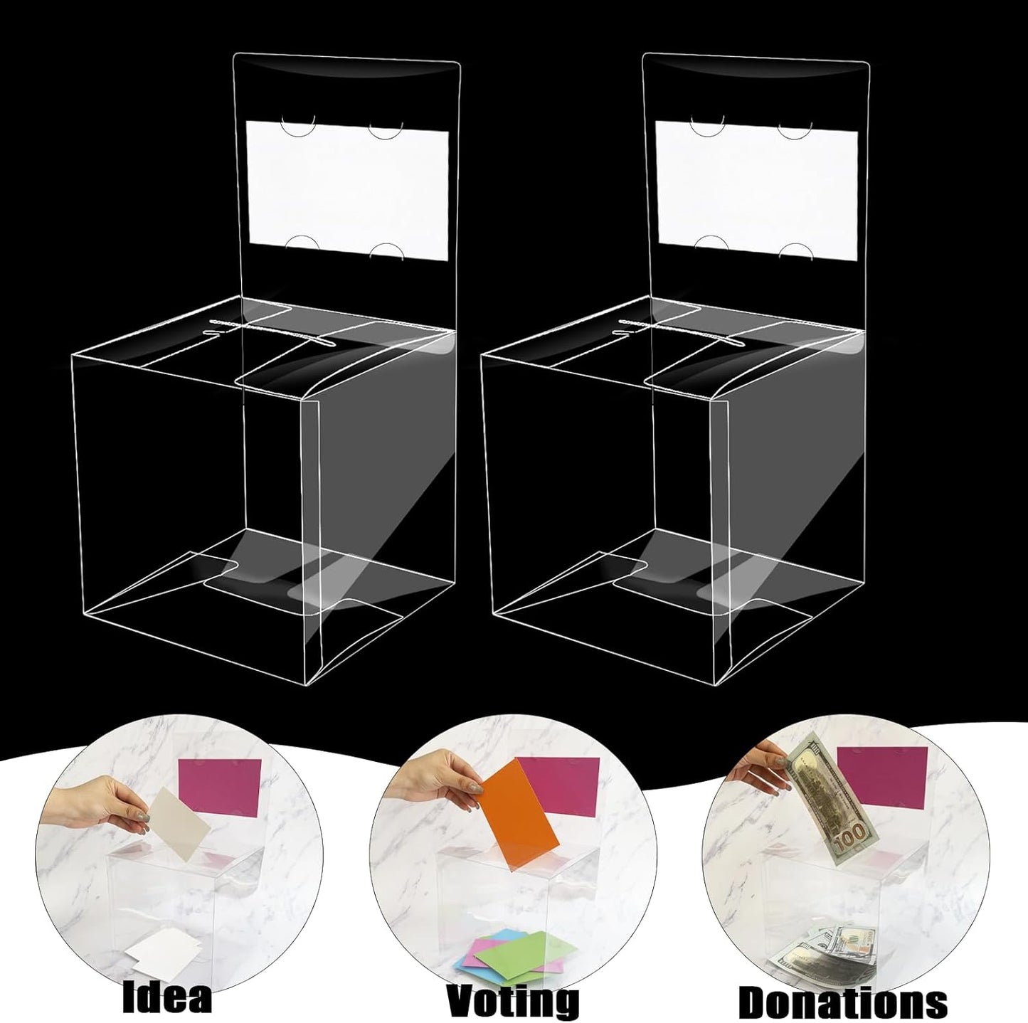 Ysglory 20 Pack Clear Raffle Ticket Box Suggestion Voting Box with Slot Donation Ballot Boxes for Collecting Business Card Voting Contest, 6 x 6 x 6 Inches (Clear)
