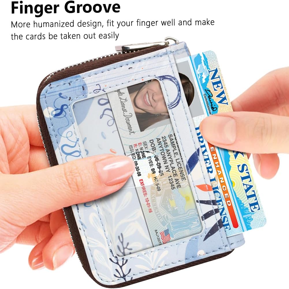 FurArt Zipper Wallet Women, RFID Blocking Credit Card Wallet, Business Card Holder, Compact Size KeyChain Wallet